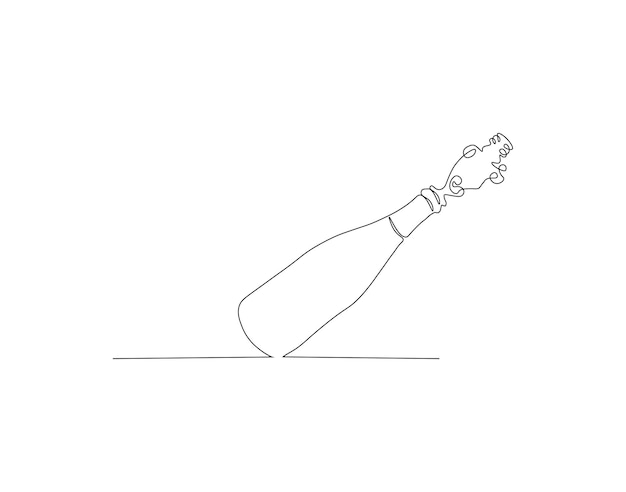 Continuous Line Drawing Of Wine Bottle One Line Of A Bottle Of Wine Wine Bottle Continuous Line Art Editable Outline