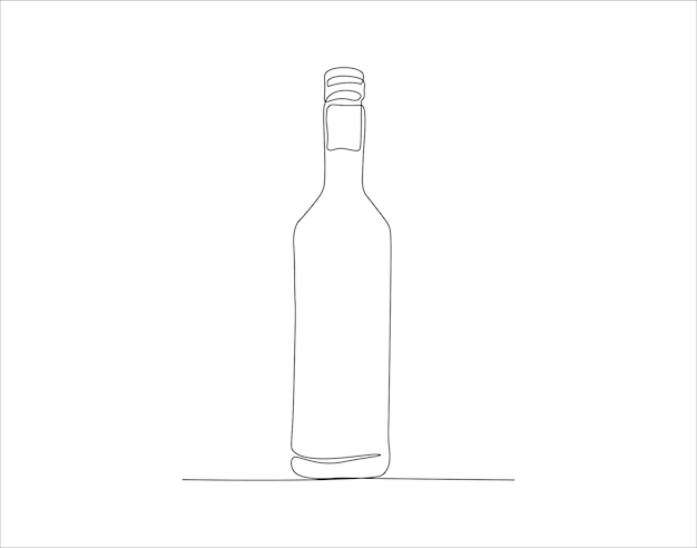 Continuous Line Drawing Of Wine Bottle One Line Of A Bottle Of Wine Wine Bottle Continuous Line Art Editable Outline