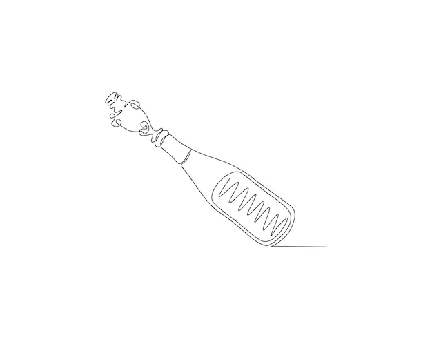 Continuous Line Drawing Of Wine Bottle One Line Of A Bottle Of Wine Wine Bottle Continuous Line Art Editable Outline