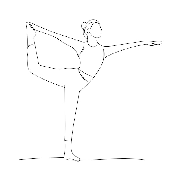 Continuous line drawing of woman doing exercise yoga Minimalism art