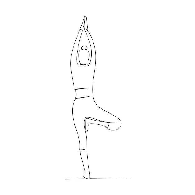 Continuous line drawing of woman doing exercise yoga Minimalism art