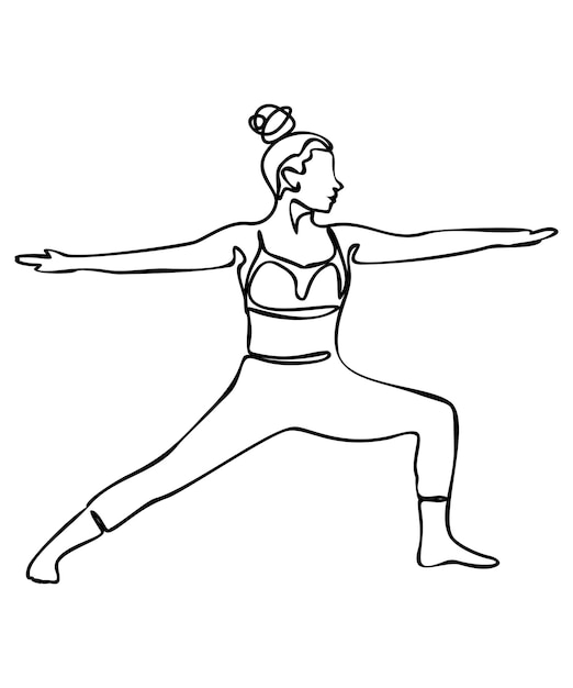 Continuous line drawing Woman doing exercise in yoga pose Vector Illustration