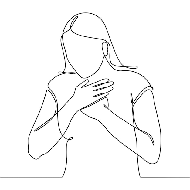 continuous line drawing woman having panic attack vector illustration