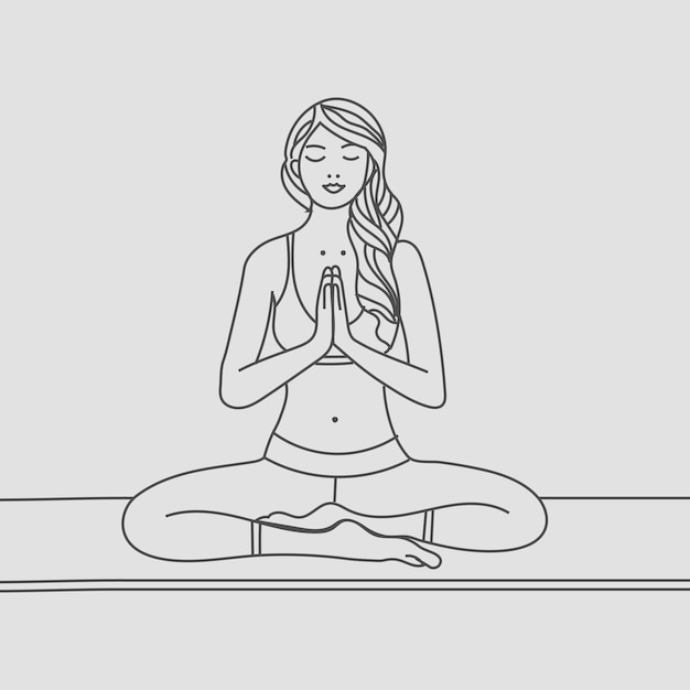 Vector continuous line drawing of womens fitness yoga concept vector health illustration international day