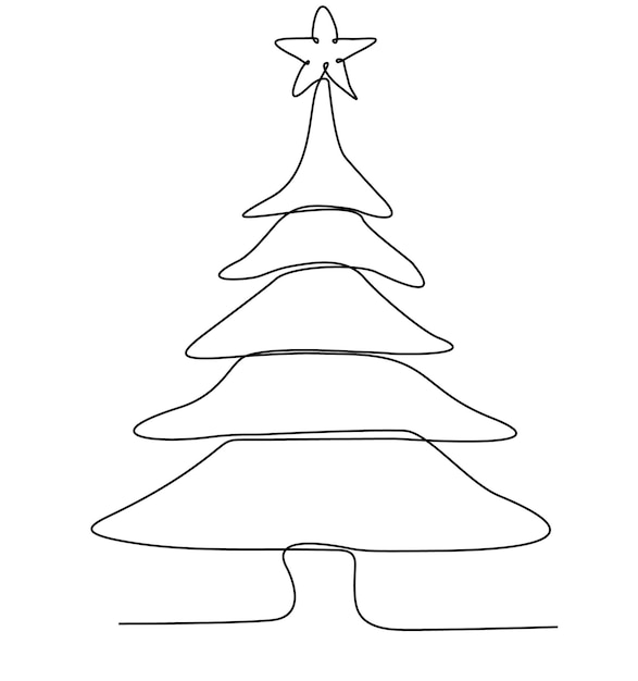 continuous line fir tree vector illustration