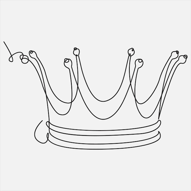 Vector continuous line hand drawing vector illustration crown art