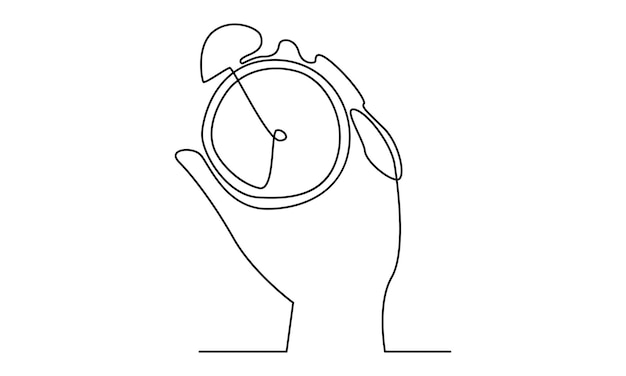 Continuous line of hand holding clock time illustration