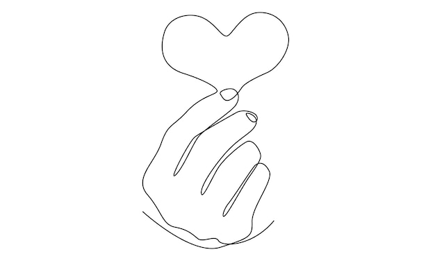 continuous line of hand holding a piece of heart