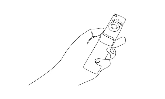 Continuous line of hand holding remote