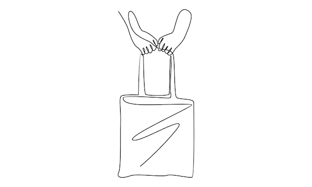 continuous line of hand holding shopping bags