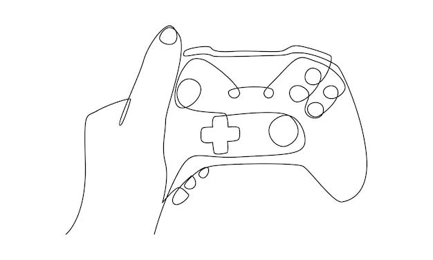 continuous line of hands with joystick game controller