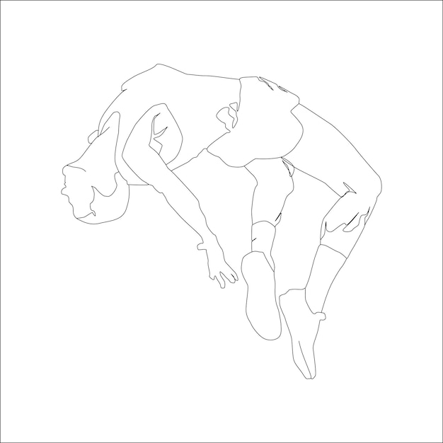 Continuous line of a long jump athlete simple vector illustration