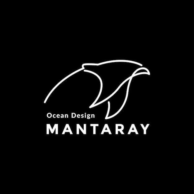 Continuous line manta ray logo design