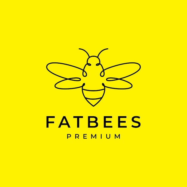 Continuous line minimal honey bee logo design