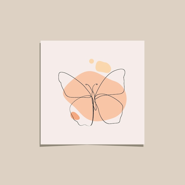 Continuous Line Of Minimalist Butterfly Animals