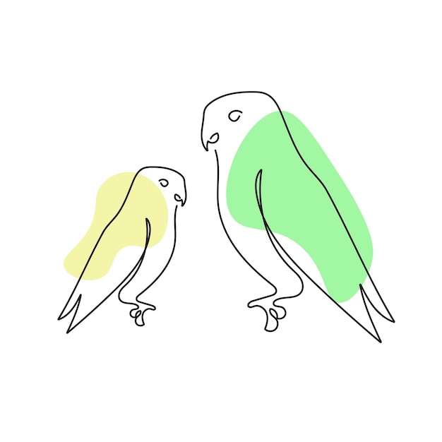 Continuous line parakeet bird white one line drawing Vector illustration Eps 10