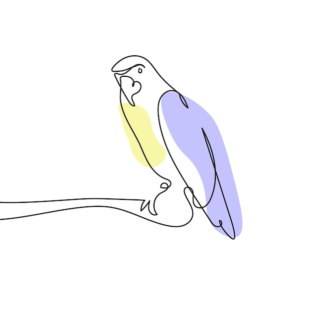 Continuous line Parrot one line drawing Vector illustration