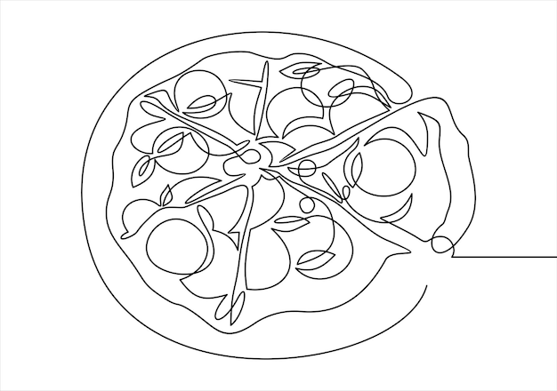 Continuous line Pizza. Fast food. Vector illustration.