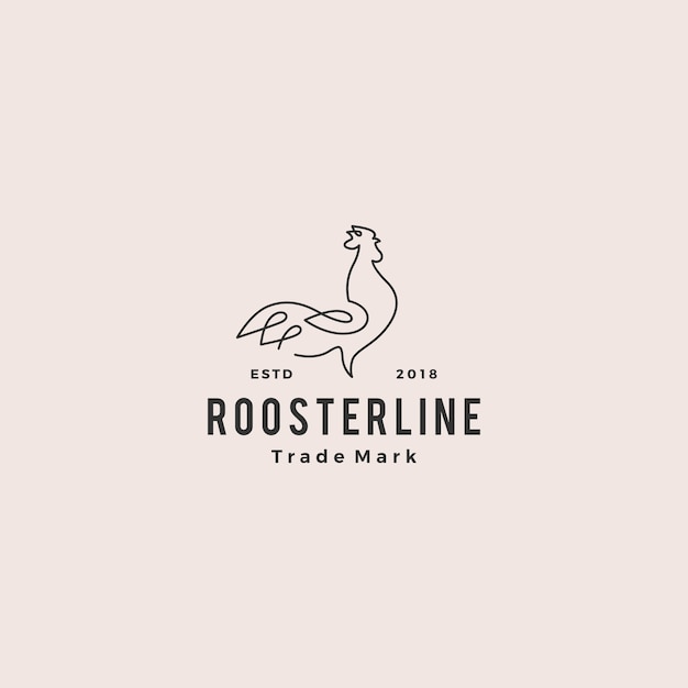 Continuous line rooster logo