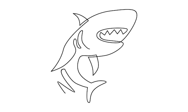 Continuous line of shark illustration