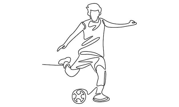 Continuous line of soccer player illustration