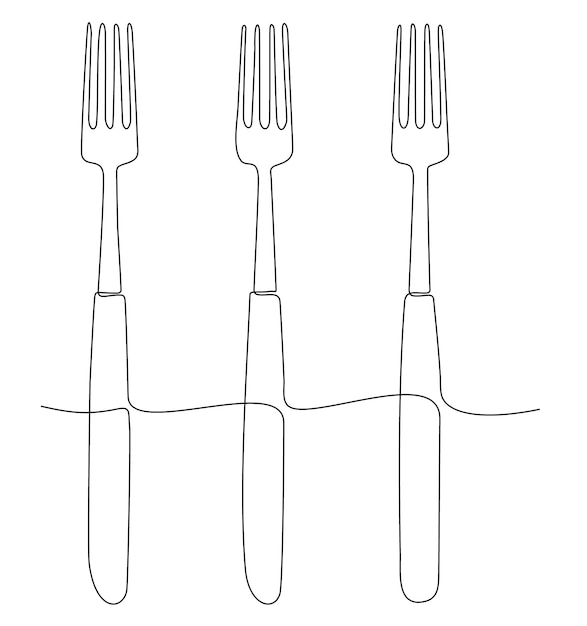 continuous line spoon, fork, knife kitchen logo symbol