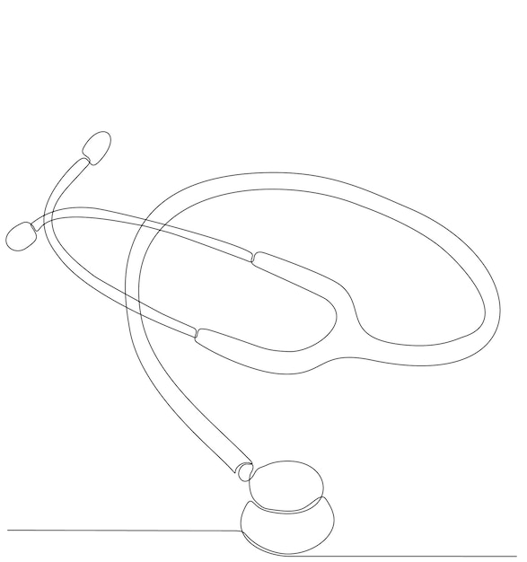 continuous line stethoscope hand vector illustration