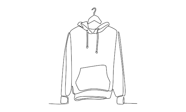 Continuous line of sweater hanging on clothing rack