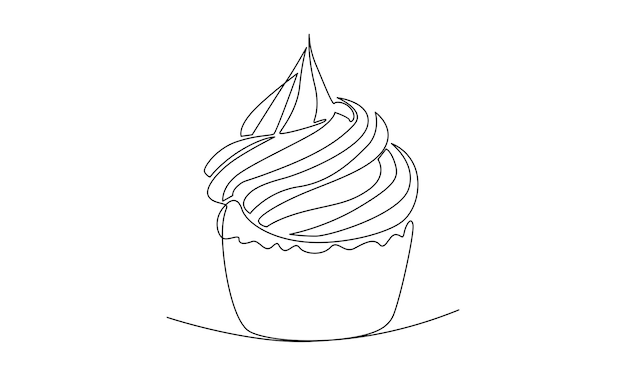 continuous line of sweet muffin cake