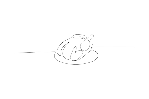 continuous line vector illustration of chicken meat on a plate