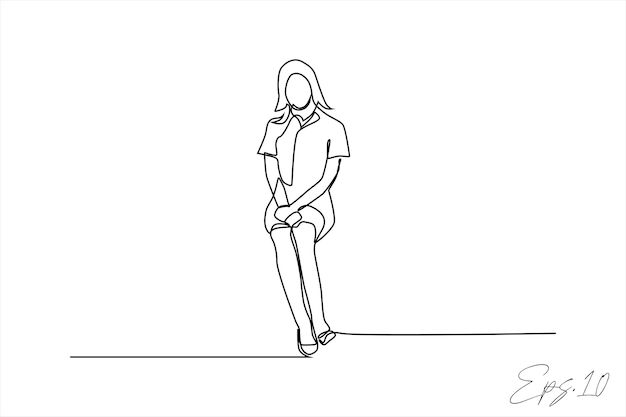 continuous line vector illustration design of sitting woman