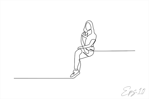 continuous line vector illustration design of sitting woman