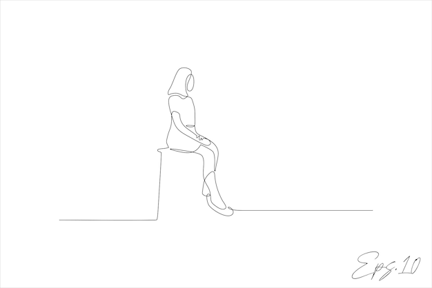 Vector continuous line vector illustration design of woman sitting relaxing