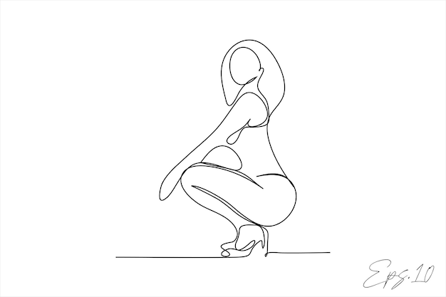 continuous line vector illustration of sexy woman posing