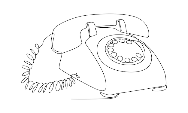 Continuous line of Vintage telephone old style