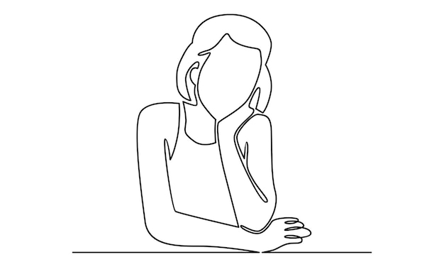 Continuous line of woman sleeping illustration