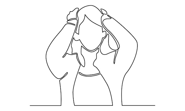 Continuous line of woman with shocked expression illustration