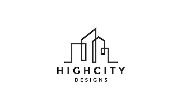 Continuous lines building city logo vector icon illustration design