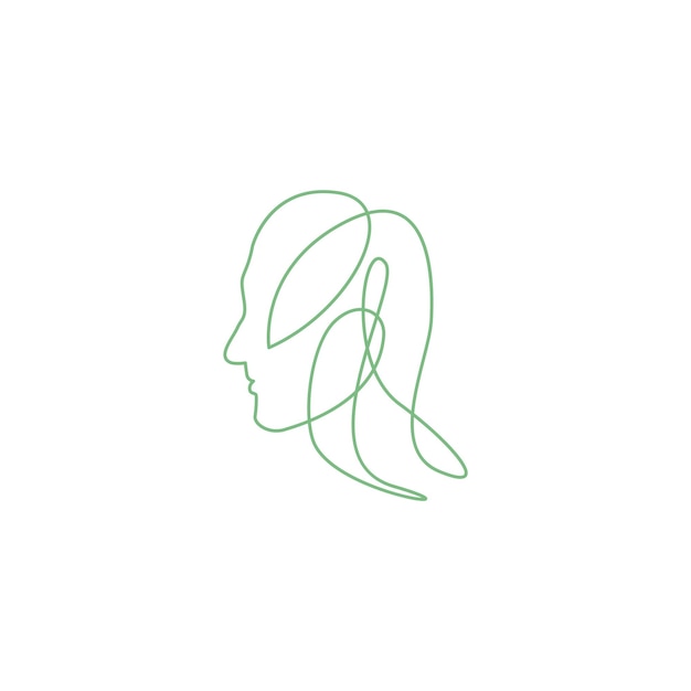 Continuous lines woman face feminine logo symbol icon vector graphic design illustration idea