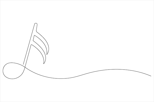 Continuous music notes one line art vector illustration of song sound concept