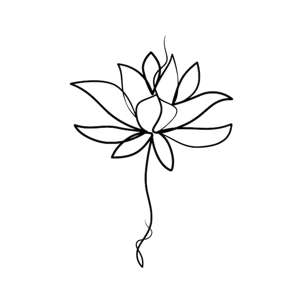 Continuous one line art drawing of beauty lotus flower