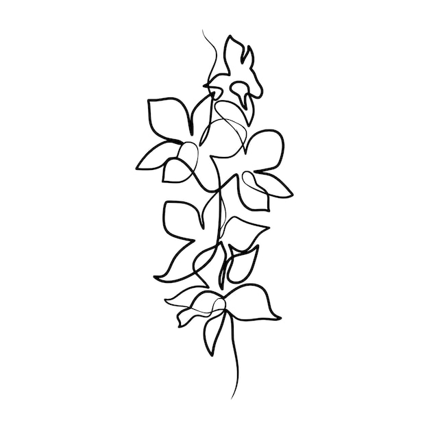 Continuous one line art drawing of beauty orchid flower