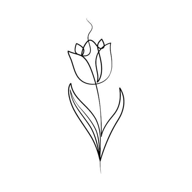 Continuous one line art drawing of beauty tulips flower