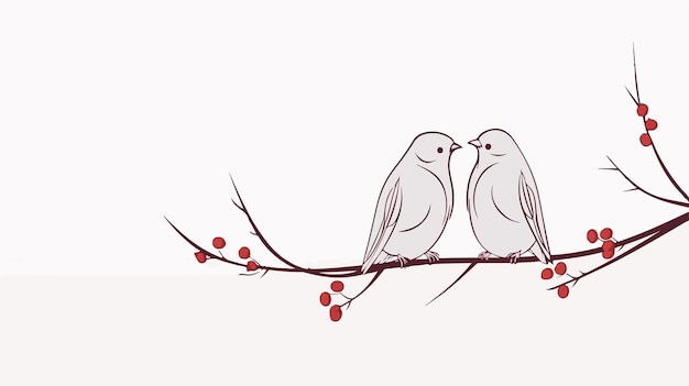 Vector continuous one line art drawing of couple bird