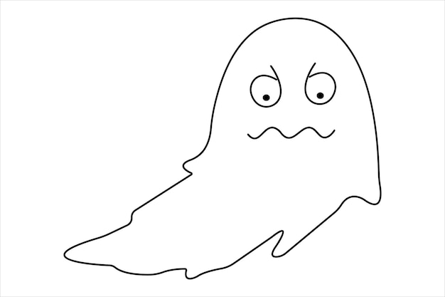 Vector continuous one line art drawing of ghost design spooky halloween monster vector illustration