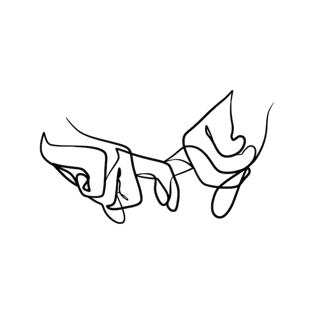 Continuous one line art drawing hands couple