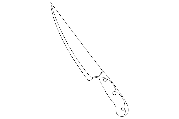 Vector continuous one line art drawing of knife outline vector illustration