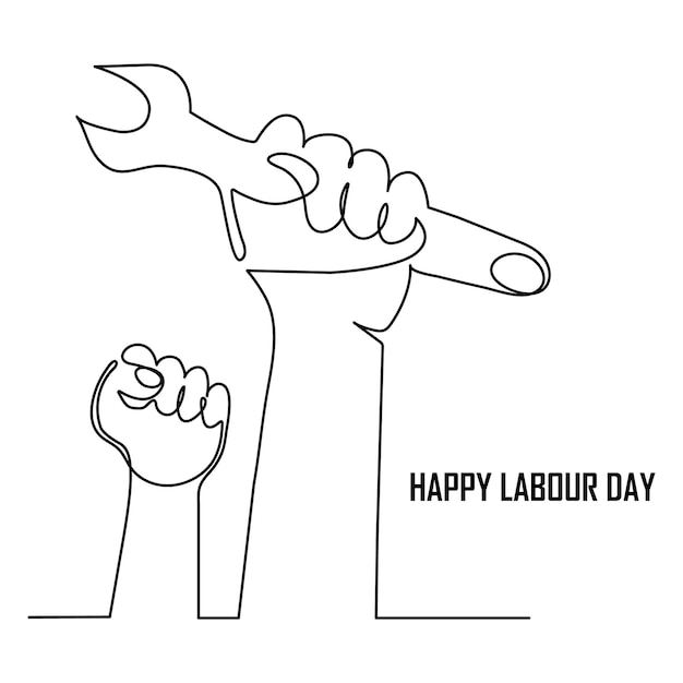 Continuous one line art drawing Labor Day concept