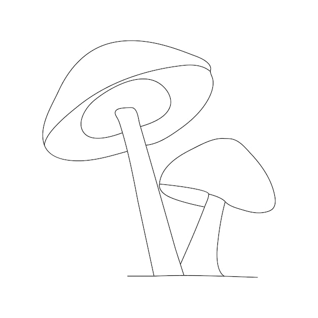 Continuous one line art drawing of mushroom