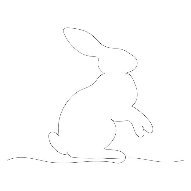 Continuous one line art easter bunny vector illustration